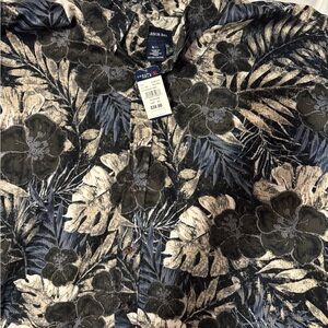 Harbor Bay Black and Blue Casual Button Down Shirt